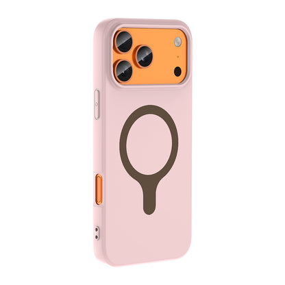 iPhone 17 Pro Max Kılıf M-Safe Şarj Özellikli MNC Aris Silikon Kapak - Açık Pembe