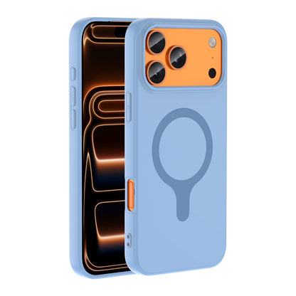 iPhone 17 Pro Max Kılıf M-Safe Şarj Özellikli MNC Aris Silikon Kapak - Baby Blue