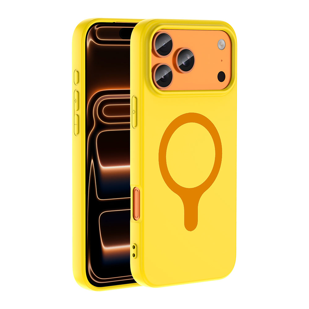 iPhone 17 Pro Max Kılıf M-Safe Şarj Özellikli MNC Aris Silikon Kapak - Sarı