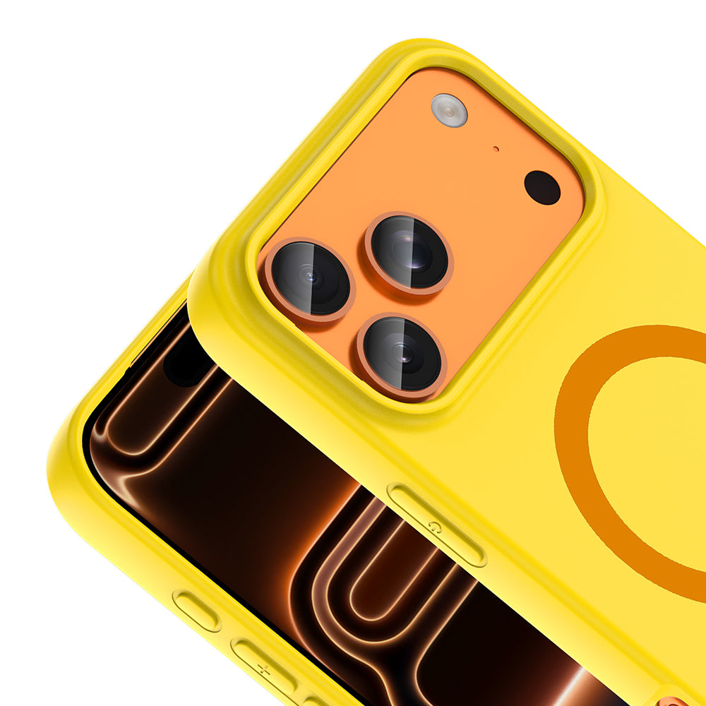 iPhone 17 Pro Max Kılıf M-Safe Şarj Özellikli MNC Aris Silikon Kapak - Sarı