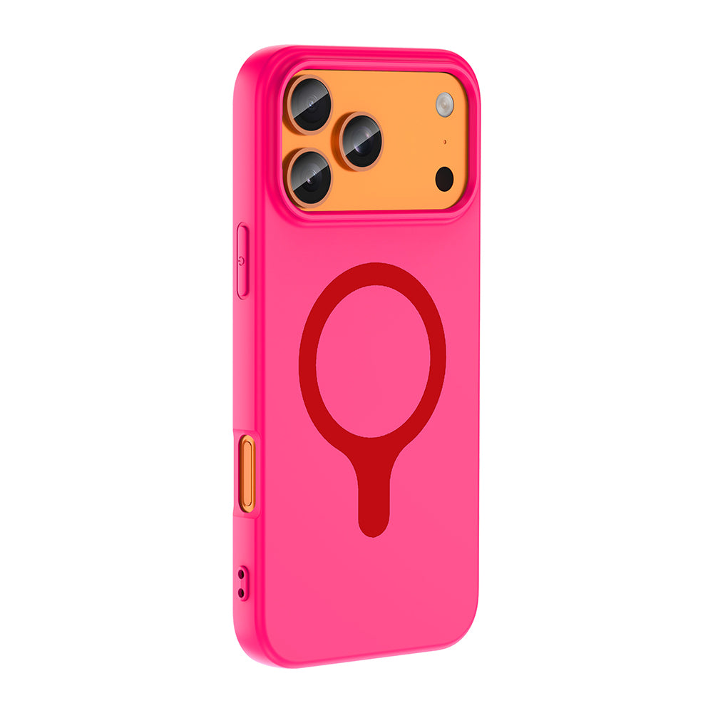 iPhone 17 Pro Max Kılıf M-Safe Şarj Özellikli MNC Aris Silikon Kapak - Koyu Pembe
