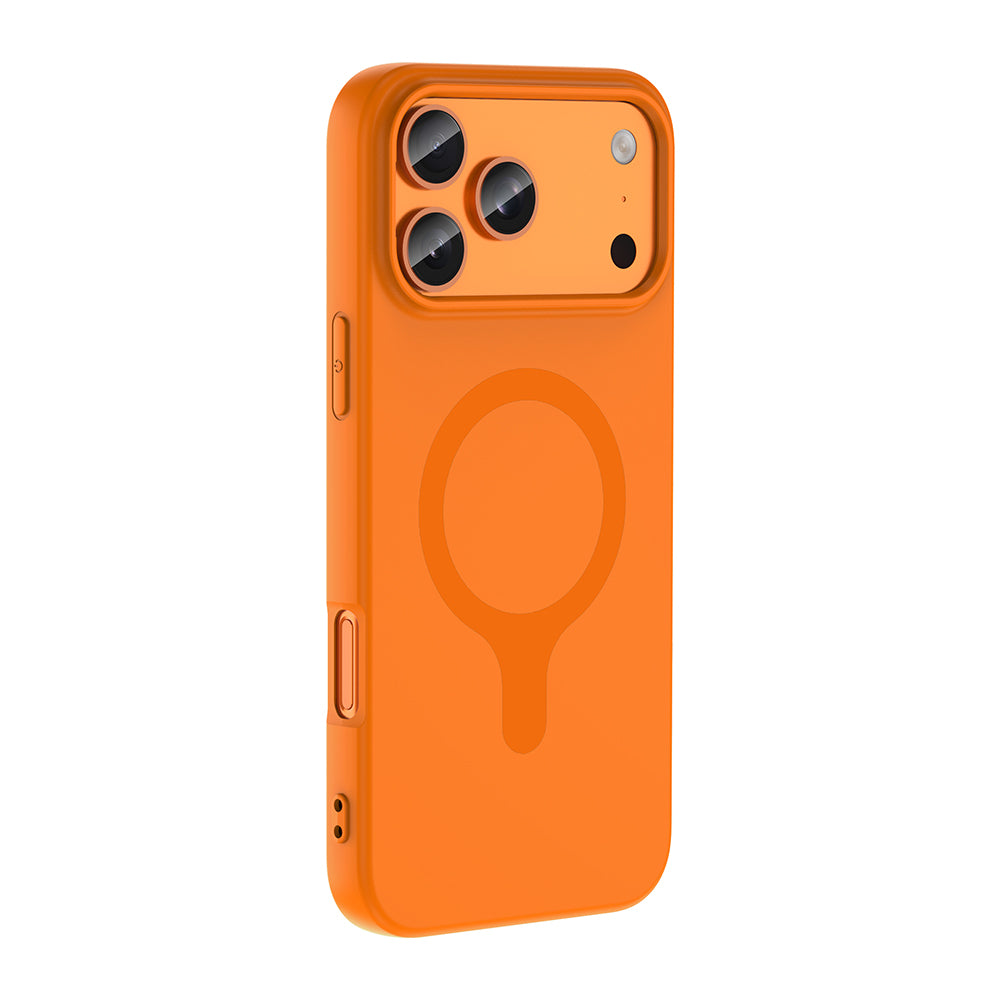 iPhone 17 Pro Max Kılıf M-Safe Şarj Özellikli MNC Aris Silikon Kapak - Turuncu