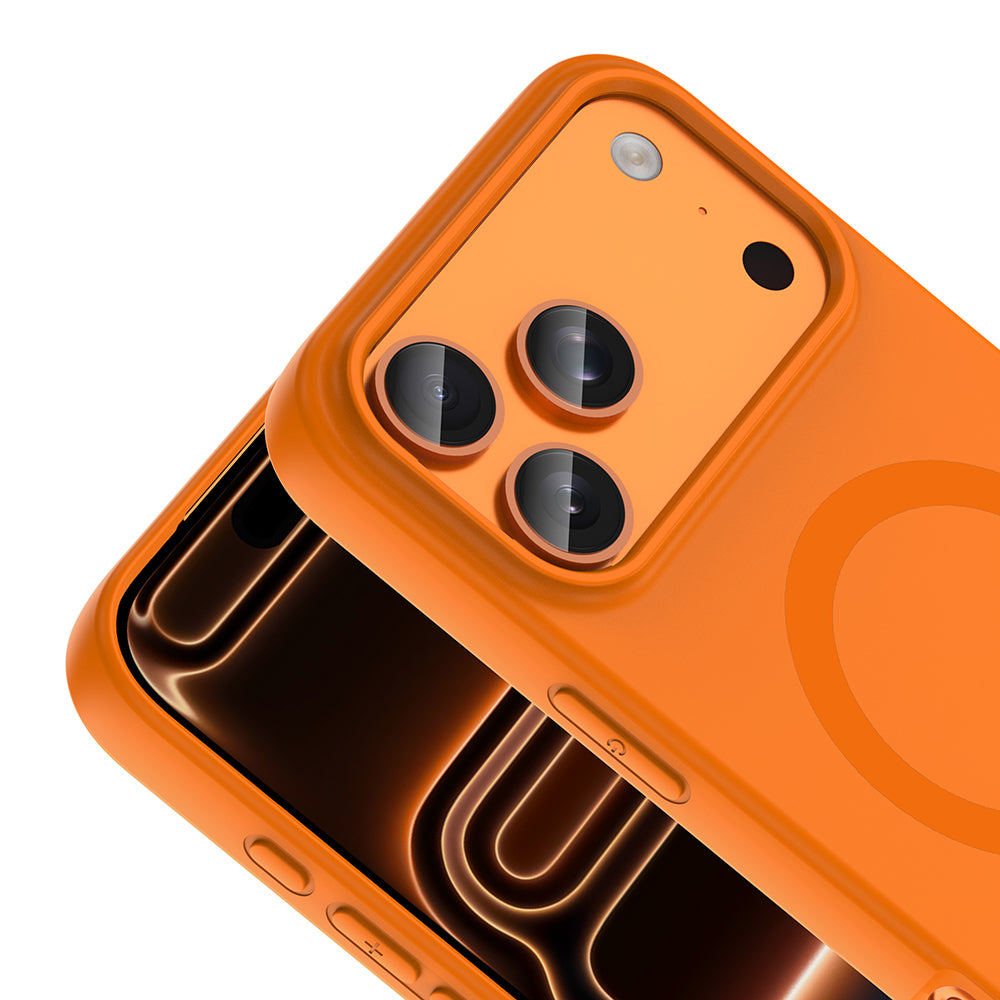 iPhone 17 Pro Max Kılıf M-Safe Şarj Özellikli MNC Aris Silikon Kapak - Turuncu