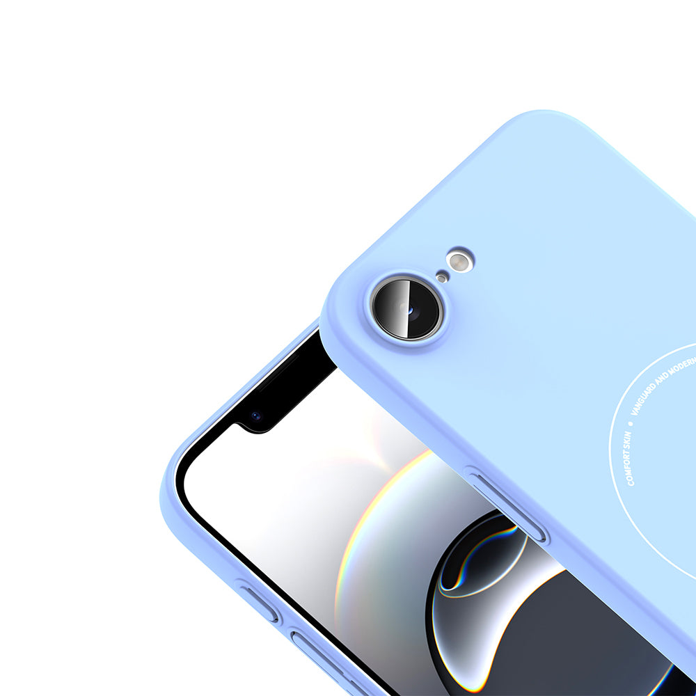 iPhone 17E Kılıf M-Safe Şarj Özellikli Kamera Korumalı MNC Elio Sert PC Kapak - Açık Mavi