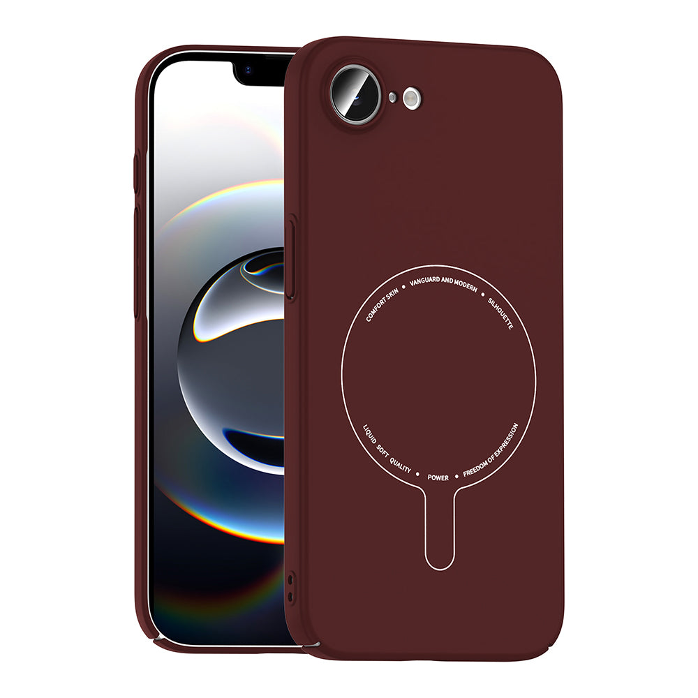 iPhone 17E Kılıf M-Safe Şarj Özellikli Kamera Korumalı MNC Elio Sert PC Kapak - Bordo