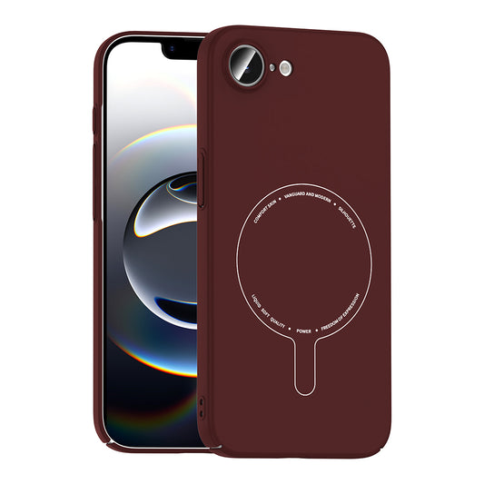 iPhone 17E Kılıf M-Safe Şarj Özellikli Kamera Korumalı MNC Elio Sert PC Kapak - Bordo