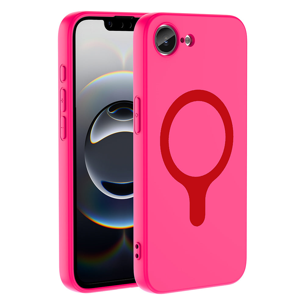 iPhone 17E Kılıf M-Safe Şarj Özellikli MNC Aris Silikon Kapak - Koyu Pembe