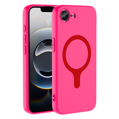 iPhone 17E Kılıf M-Safe Şarj Özellikli MNC Aris Silikon Kapak - Koyu Pembe