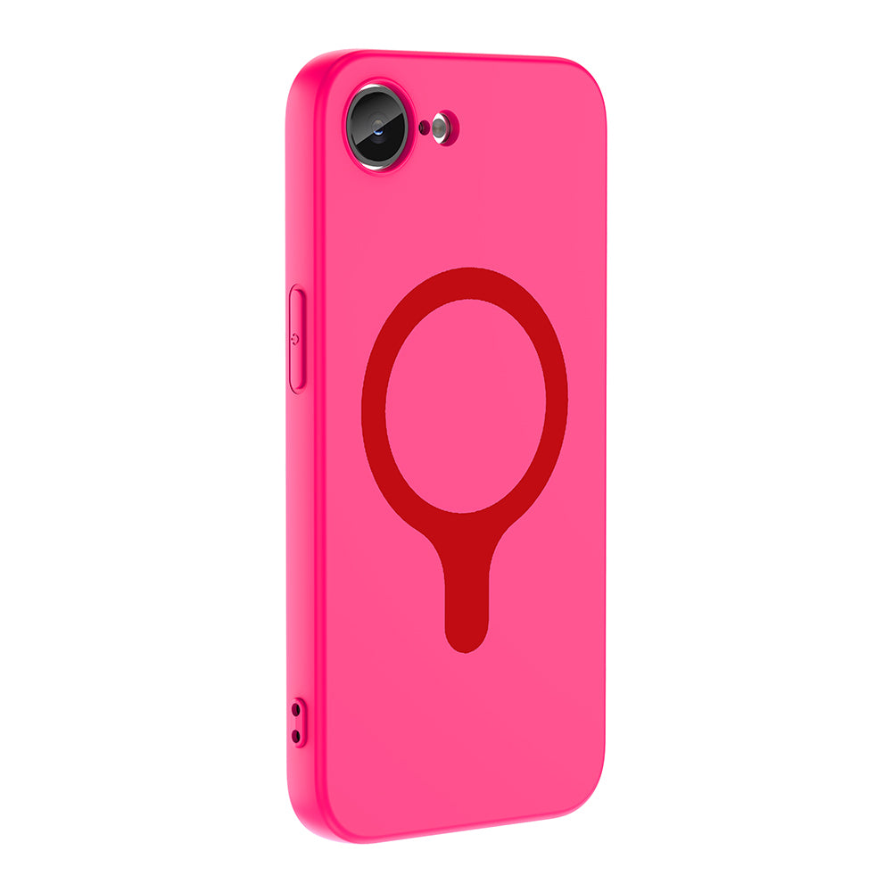 iPhone 17E Kılıf M-Safe Şarj Özellikli MNC Aris Silikon Kapak - Koyu Pembe