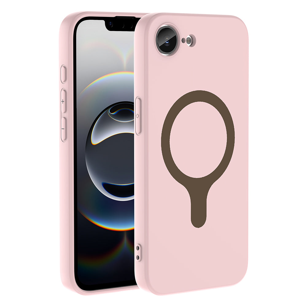 iPhone 17E Kılıf M-Safe Şarj Özellikli MNC Aris Silikon Kapak - Açık Pembe
