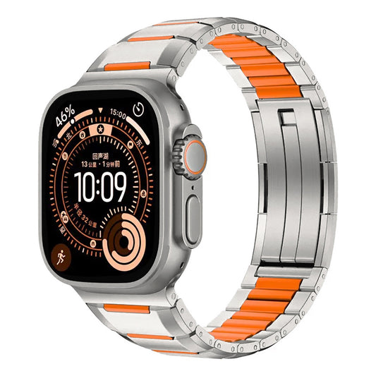Watch 10 46mm MNC KRD-155 Metal Silikon Kordon - Titanyum-Turuncu