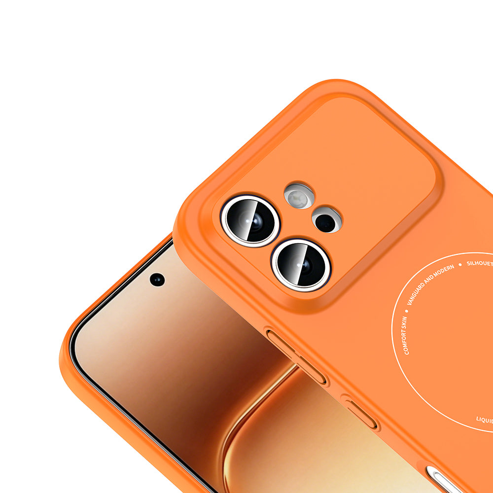 Honor 600 5G Kılıf M-Safe Şarj Özellikli Kamera Korumalı MNC Elio Sert PC Kapak - Turuncu