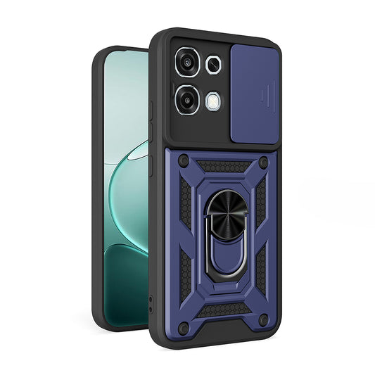 A6 Pro Kılıf Magnetik Standlı Kamera Korumalı MNC Sürgülü Vega Kapak - Mavi