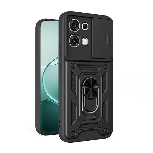 A6 Pro Kılıf Magnetik Standlı Kamera Korumalı MNC Sürgülü Vega Kapak - Siyah