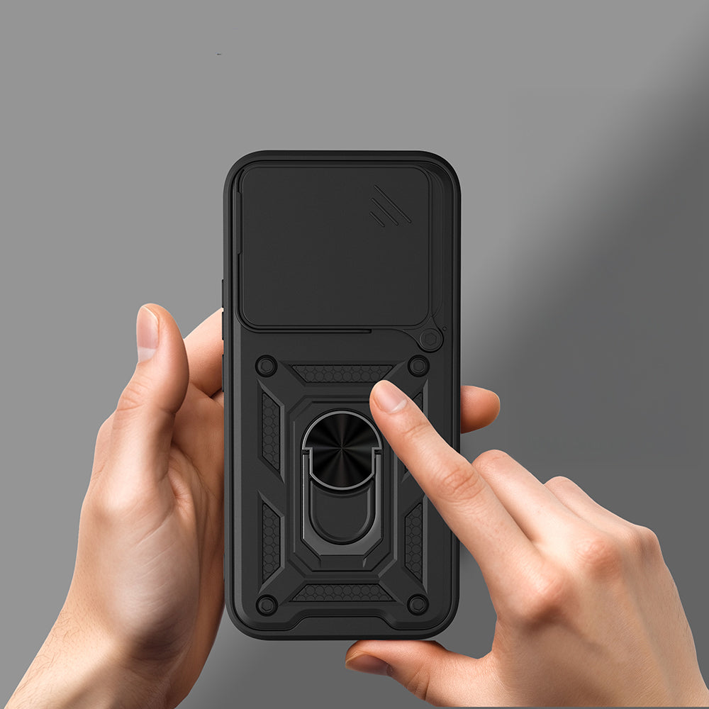 17T Kılıf Magnetik Standlı Kamera Korumalı MNC Sürgülü Vega Kapak - Mavi