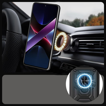 17T Pro Kılıf Magnetik Standlı Kamera Korumalı MNC Sürgülü Vega Kapak - Siyah