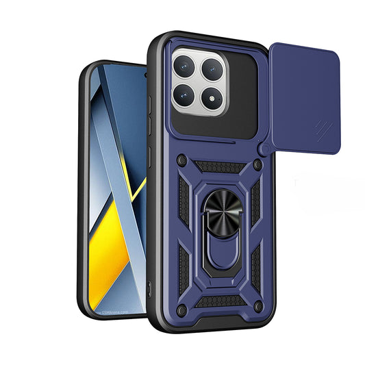 Poco F8 Pro Kılıf Magnetik Standlı Kamera Korumalı MNC Sürgülü Vega Kapak - Mavi