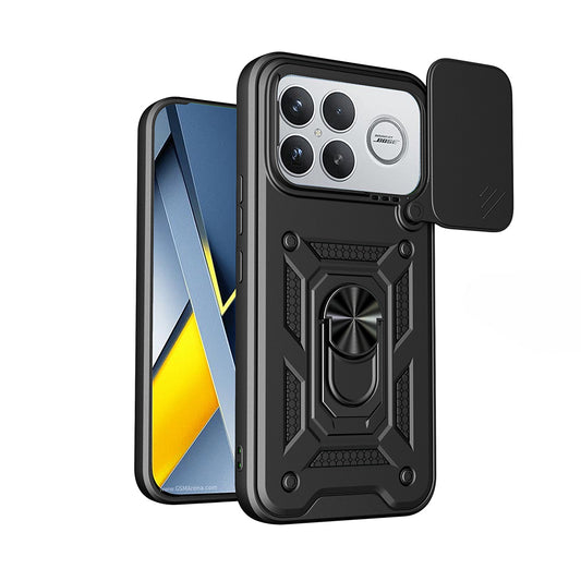 Poco F8 Ultra Kılıf Magnetik Standlı Kamera Korumalı MNC Sürgülü Vega Kapak - Siyah