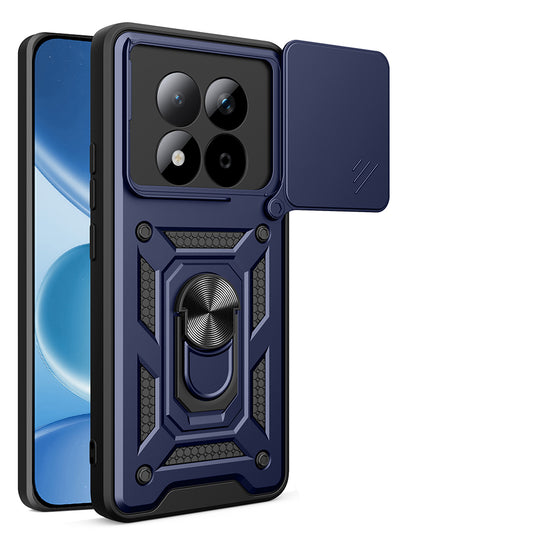 Redmi Note 15 Pro Kılıf Magnetik Standlı Kamera Korumalı MNC Sürgülü Vega Kapak - Mavi