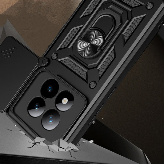 Redmi Note 15 Pro Plus Kılıf Magnetik Standlı Kamera Korumalı MNC Sürgülü Vega Kapak - Siyah